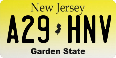 NJ license plate A29HNV