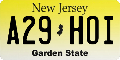 NJ license plate A29HOI