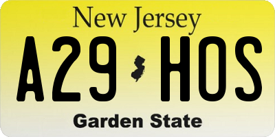 NJ license plate A29HOS