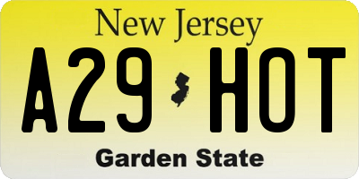 NJ license plate A29HOT
