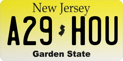 NJ license plate A29HOU