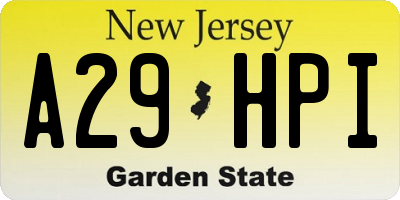 NJ license plate A29HPI