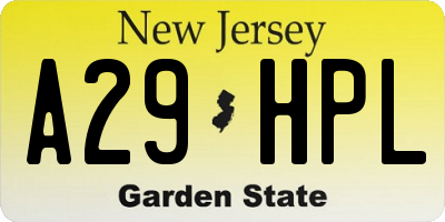 NJ license plate A29HPL