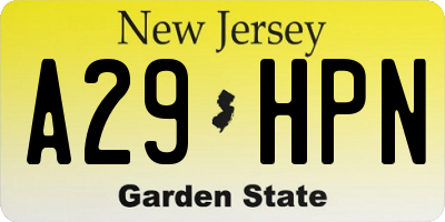 NJ license plate A29HPN