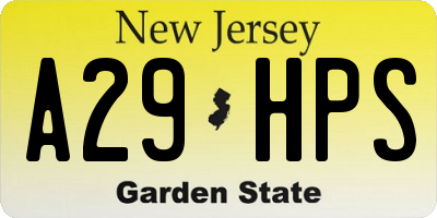 NJ license plate A29HPS