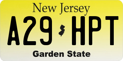 NJ license plate A29HPT