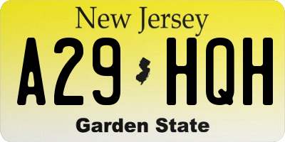 NJ license plate A29HQH