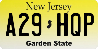 NJ license plate A29HQP