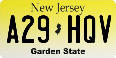 NJ license plate A29HQV