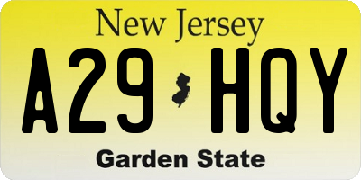 NJ license plate A29HQY