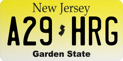 NJ license plate A29HRG