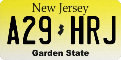 NJ license plate A29HRJ