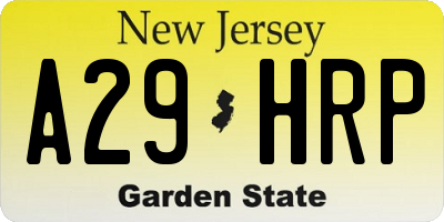 NJ license plate A29HRP