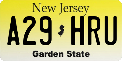 NJ license plate A29HRU