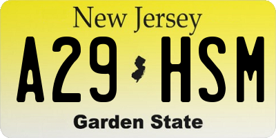 NJ license plate A29HSM