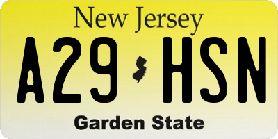 NJ license plate A29HSN