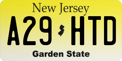 NJ license plate A29HTD