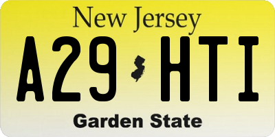 NJ license plate A29HTI