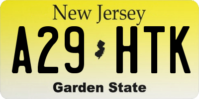 NJ license plate A29HTK