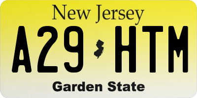 NJ license plate A29HTM