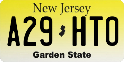 NJ license plate A29HTO