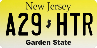 NJ license plate A29HTR