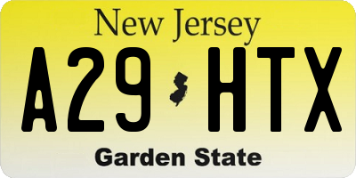 NJ license plate A29HTX