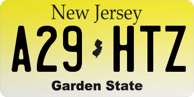 NJ license plate A29HTZ