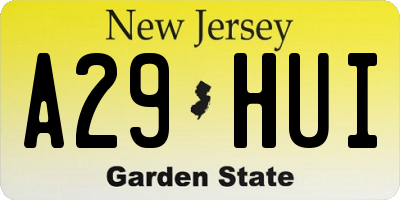 NJ license plate A29HUI