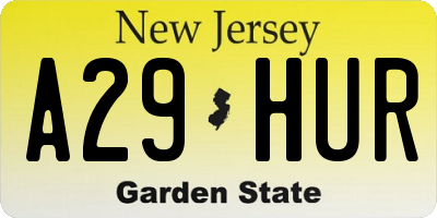 NJ license plate A29HUR