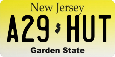 NJ license plate A29HUT