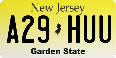 NJ license plate A29HUU