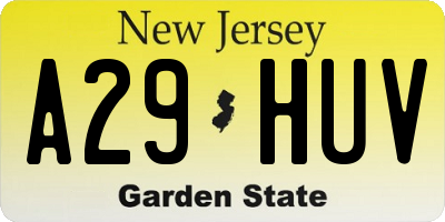 NJ license plate A29HUV