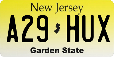 NJ license plate A29HUX