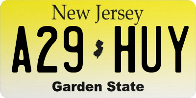 NJ license plate A29HUY