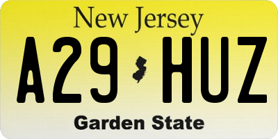 NJ license plate A29HUZ