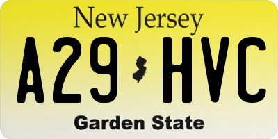 NJ license plate A29HVC