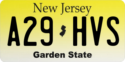 NJ license plate A29HVS
