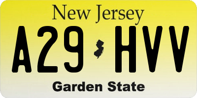 NJ license plate A29HVV