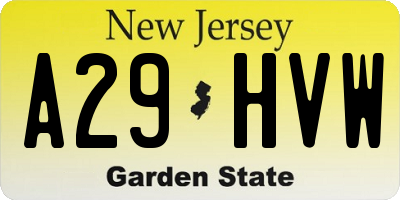 NJ license plate A29HVW