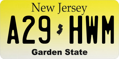 NJ license plate A29HWM