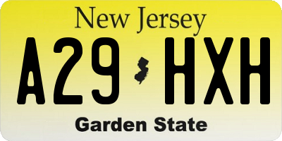 NJ license plate A29HXH