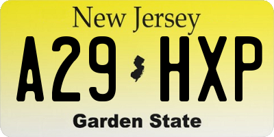 NJ license plate A29HXP