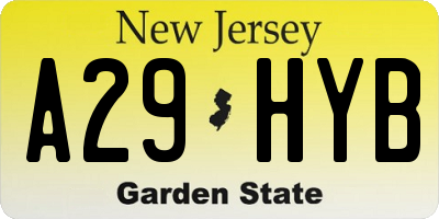 NJ license plate A29HYB
