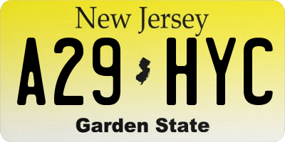 NJ license plate A29HYC