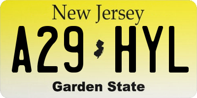 NJ license plate A29HYL