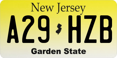 NJ license plate A29HZB