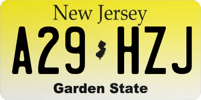 NJ license plate A29HZJ
