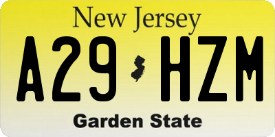NJ license plate A29HZM