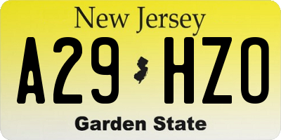 NJ license plate A29HZO